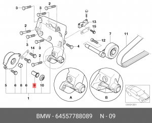 втулка шарнира! компрес.кондиц.\ BMW E46/E39/E60/E61/E38/E65/E83/E53 64 55 7 788 089 BMW