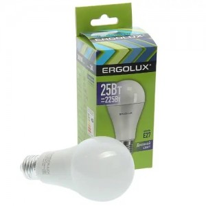 Лампа светодиодная E27 A65 25W (225W) 220V холодный ERGOLUX ELLEDA6525WE276K ERGOLUX