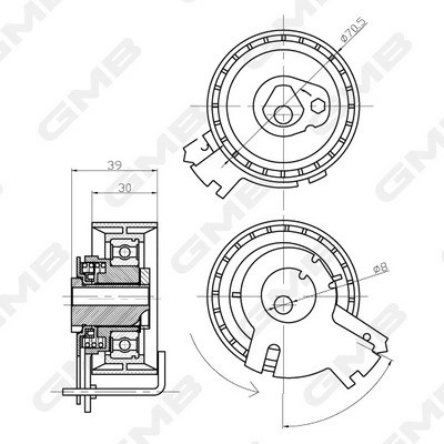 Ролик ГРМ натяжной Citroen Berlingo (MF/B9), C2/C3/C4/C-Elysee, Peugeot 206/307/ GTB0120 GMB