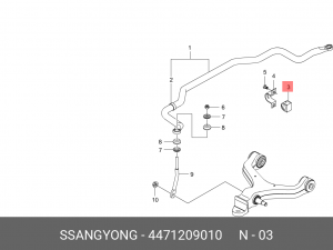 Втулка стабилизатора SSANGYONG Rexton (06-),Kyron (05-) переднего OE 4471209010 SSANG YONG