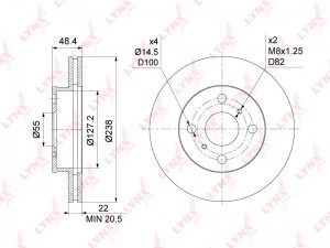 Диск тормозной передний (238x22) BN-1180 LYNXAUTO