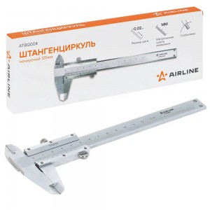 Штангенциркуль нониусный 125мм, шаг 0.02мм, стальной, глубиномер, кейс (ATBQ004) ATBQ004 AIRLINE