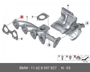 Гайка BMW X3 (F25) крепления коллектора впускного OE 11 62 8 597 827 BMW