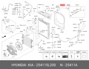 ПАТРУБОК РАДИАТОРА HD65/78/BOGDAN D4GA ВЕРХНИЙ HYUNDAI/KIA 254115L200 / 254115L2 254115L200 MOBIS