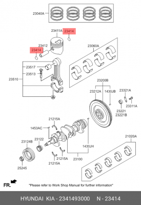 Кольцо стопорное HYUNDAI HD65,72,78,County дв.D4DB,D4DD поршня OE 2341493000 HYUNDAI KIA