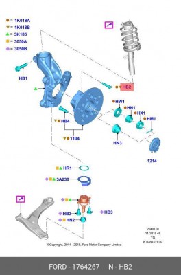 Болт ступицы FORD Transit (14-) передней OE 1 764 267 FORD