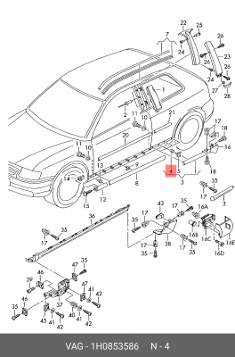 103105HP=JP853280009 !втулка клипсы\ Audi A3 97-03, VW Bora/Golf 79>/Passat 94> 1H0 853 586 VAG