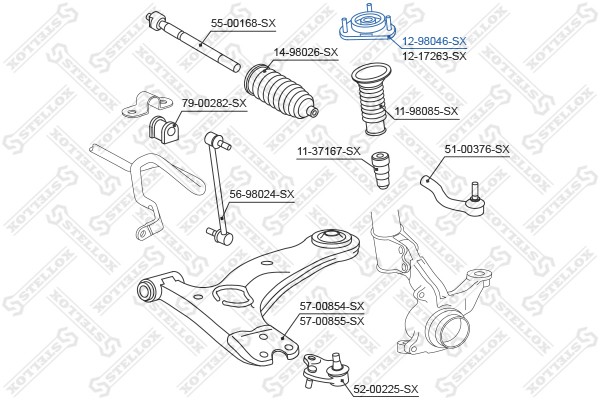 Опоры стойки амортизатора™STELLOX 1298046SX 12-98046-SX STELLOX