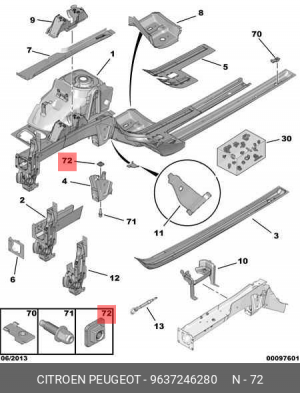 96 372 462 80 Гайка 9637246280 CITROEN PEUGEOT