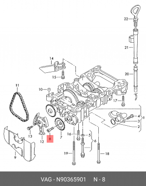 болт! М8х22мм с цилиндр. головкой\ Audi A3, Skoda Oktavia, VW Golf 1.4/1.6 03> N 903 659 01 VAG