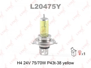 лампа! H4 24V 75/70W P43T YELLOW L20475Y LYNXAUTO