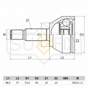 ШРУС наружный FORD Focus I 1.4-2.0 98-04/Fiesta 1.6TD 04 / Fusion 1.6TD 04 ST-10 ST-1017 SUFIX