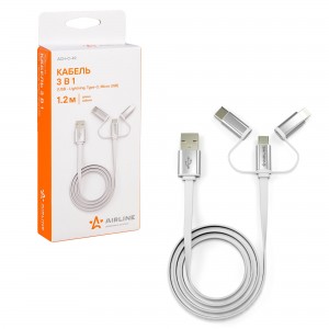 Кабель универсальный 3в1 USB - Lightning, Type-C, Micro USB, 1.2м Soft-Touch ACH ACH-C-49 AIRLINE