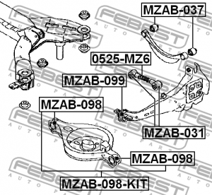 Сайлентблок задн подвески MAZDA 6 (GG) (комплект-2шт) MZAB-098-KIT MZAB-098-KIT FEBEST