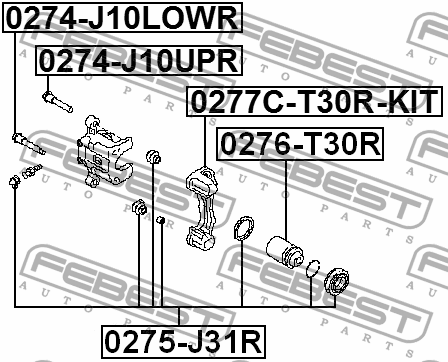Втулка направляющая тормозного суппорта NISSAN QASHQAI J10E 2006.12-2013.12 0274 0274-J10LOWR FEBEST