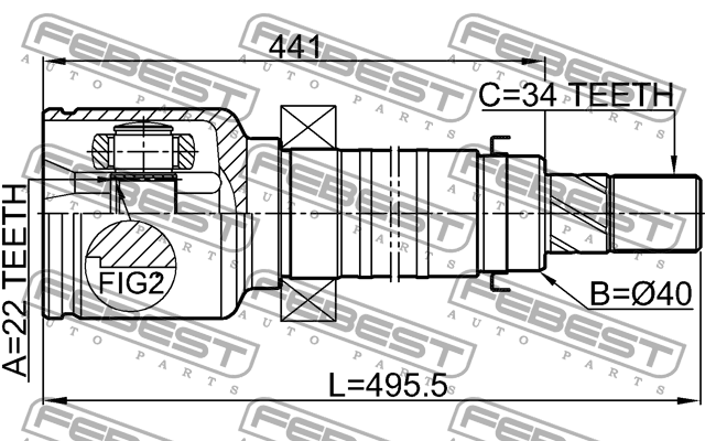 ШРУС внутренний правый 22X40X34 FORD FOCUS III  2111-CDHRH 2111-CDHRH FEBEST