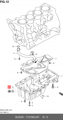 Пробка сливная SUZUKI картера масляного OE 11518-63J01 SUZUKI
