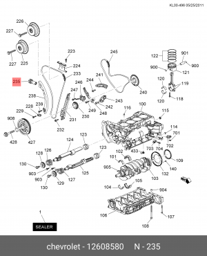 натяжитель цепи ГРМ!\ Opel Astra G 00-05/Insignia 08>/Vectra C 02>, Saab 9-3 02> 12608580 GENERAL MOTORS