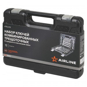 Набор ключей комбинир. трещоточ. 12 пр. (8,9,10,11,12,13,14,15,16,17,18,19мм) пл ATAL012 AIRLINE