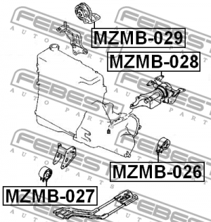 сайлентблок задней подушки двигателя \MAZDA 323 C IV 1.3 89>94, 16V, 1.6 89>91,  MZMB-026 FEBEST