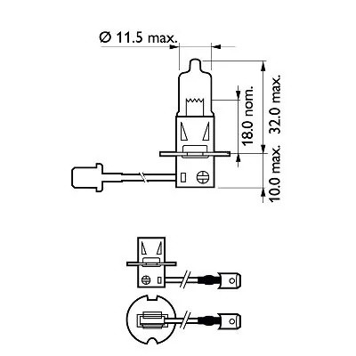 Лампа 12V H3 55W PK22s +30% блистер (1шт.) Premium PHILIPS 12336PRB1 PHILIPS