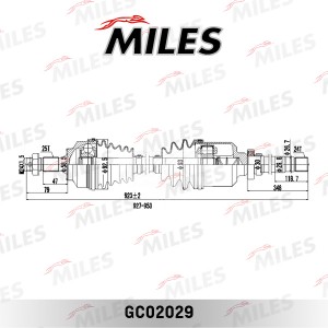 Привод в сборе правый CITROEN BERLINGO/C4/PEUGEOT PARTNER/307 1.4HDI-2.0HDI 00-  GC02029 MILES