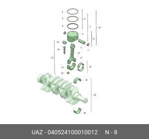 Кольца поршневые 95,5 двс ЗМЗ40524,40904,узкие Евро-3 Оригинал ЗМЗ 40524-1000100 040524100010012 UAZ UAZ
