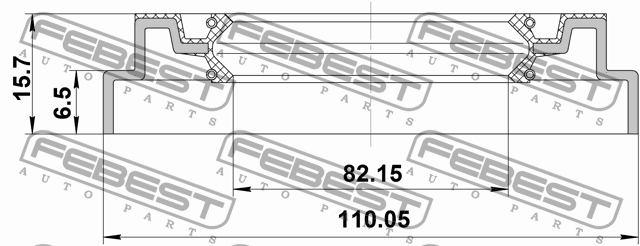 Сальник ступ передний 82.15X110.05X6.5X15.7 TOYOTA LAND CRUISER 200 95QDS-841100 95QDS-841100716X FEBEST