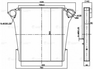 Охладитель КамАЗ-5460, 6460, 6520, 65201, 6522, 65225 наддувочного воздуха LUZAR LRIC0780 LUZAR