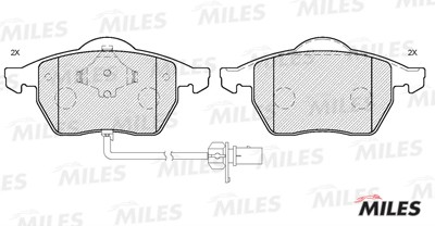 Колодки тормозные передние (с датчиком) (Смесь Semi-Metallic) (AUDI 100/A6 (C4)) E100120 MILES