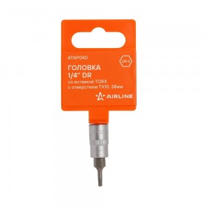 Головка 1/4 со вставкой TORX с отверстием TX10, L=38мм (ATAP040) ATAP040 AIRLINE