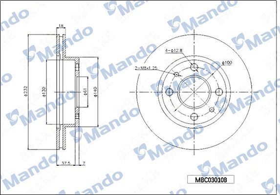 Диск тормозной NISSAN Almera (N15) передний (1шт.) MANDO MBC030108 MANDO