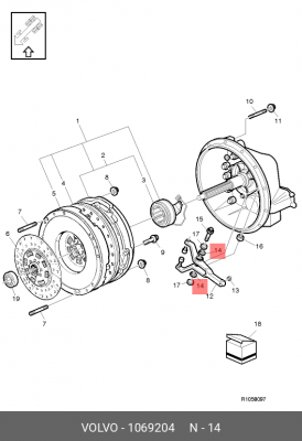 Пружинное кольцо вилки КПП VOLVO 1069204 VOLVO