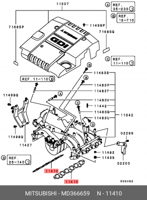 прокладка коллектора впускного!\ Mitsubishi Pajero 90-06 MD366659 MITSUBISHI