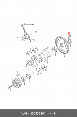болт маховика!M10x1\ Audi A4/A6/A8/Q7,VW Bora/Golf3/4/Passat/Touareg/Sharan N 905 398 01 VAG
