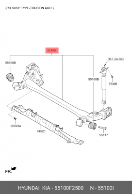 Балка моста заднего HYUNDAI Elantra (16-) OE 55100F2500 HYUNDAI KIA