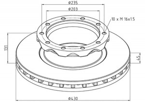 диск тормозной !430/203x45/131 n10-235-M16x1.5 \Omn Neoplan/EvoOmn 46610200A PETERS ENNEPETAL