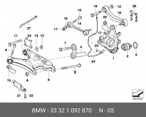болт подвески! заднего рычага M16X1.5X263\ BMW E39/E53 04> 33 32 1 092 870 BMW