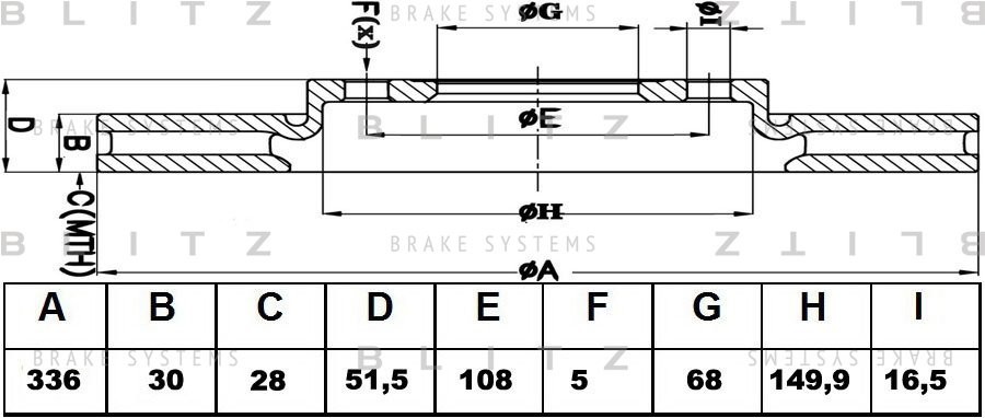 Диск тормозной передний вентилируемый VOLVO S80/XC90 02- BS0209 BS0209 BLITZ