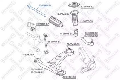 тяга рулевая!\ Toyota Picnic/Avensis Verso ACM20/CLM20 01> 55-98044-SX STELLOX