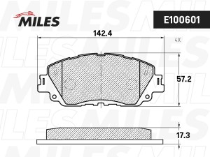 Колодки тормозные передние (Смесь Semi-Metallic) TOYOTA CAMRY 18- E100601 E100601 MILES