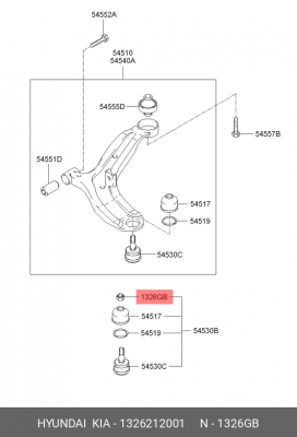 Гайка HYUNDAI Getz опоры шаровой OE 1326212001 HYUNDAI KIA