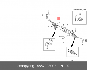 Болт SSANGYONG Actyon (06-/10-),Kyron (05-),Actyon Sport (06-/12-) рулевой рейки 4652008002 SSANG YONG