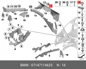 Болт Torx с шайбой !ISA M6x16 \BMW 7' E67, F03, LCI, MINI Clubman R55, Phantom C 07 14 7 114 625 BMW