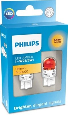 Лампа светодиодная 12V W21/5W W3х16q 80/16Лм (2шт.) Led Amber Ultinon Pro6000 PH 11066AU60X2 PHILIPS