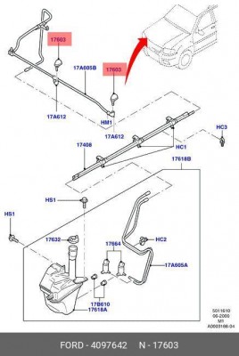 форсунка омывателя лобового стекла!\ Ford Maverick 01> 4 097 642 FORD