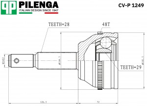 ШРУС передний внешний левый, правый, ABS FORD TRANSIT с 2014 TTG CV-P1249 CV-P1249 PILENGA
