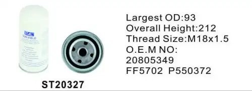 Фильтр топл. ST20327 SFF2536 ST20327 FC71120 2043673 FF5702 5411663457 wdk9621 W ST20327 STAL