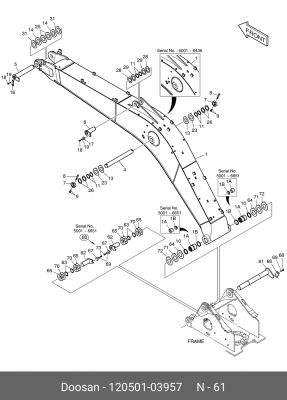 120501-03957 Палец основания стрелы DX300 (120501-03957A) 120501-03957 DOOSAN