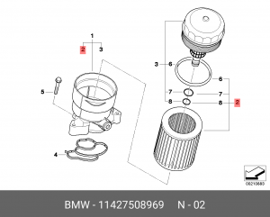 Фильтр масляный BMW 1 (E81,E87),3 (E46,E90),5 (E60),X1 (E84),X3 (E83) (1.6/1.8/2 11 42 7 508 969 BMW
